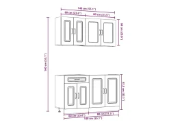 Mueble cocina Kalmar roble ahumado 4 pzas madera contrachapada