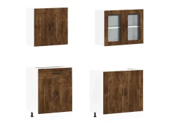 Mueble cocina Kalmar roble ahumado 4 pzas madera contrachapada