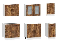 Mueble cocina Kalmar roble ahumado 7 pzas madera contrachapada
