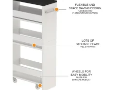 Mueble con ruedas blanco/antracita 20x46x84.4 rivo