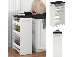 Mueble con ruedas blanco/antracita 30x46x84.8 rivo