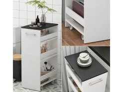 Mueble con ruedas blanco/antracita 30x46x84.8 rivo
