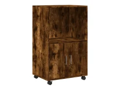 Mueble con ruedas de roble ahumado 55x40x91 cm madera de ingeniería