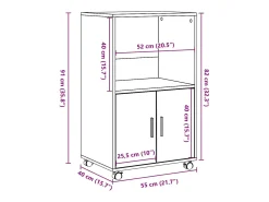 Mueble con ruedas de roble ahumado 55x40x91 cm madera de ingeniería