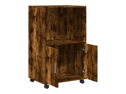 Mueble con ruedas de roble ahumado 55x40x91 cm madera de ingeniería