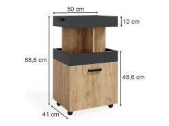 Mueble con ruedas roble dorado 50x41x88.6
