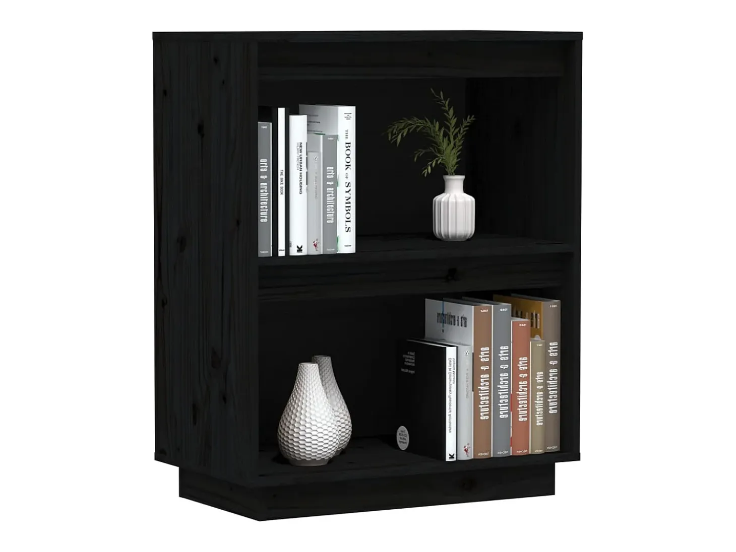 Mueble consola Negro 60x34x75 cm Madera maciza de pino