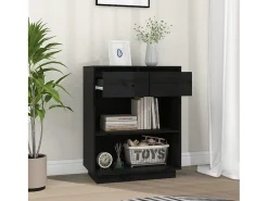 Mueble consola negro 60x34x75 cm madera maciza de pino