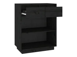 Mueble consola negro 60x34x75 cm madera maciza de pino