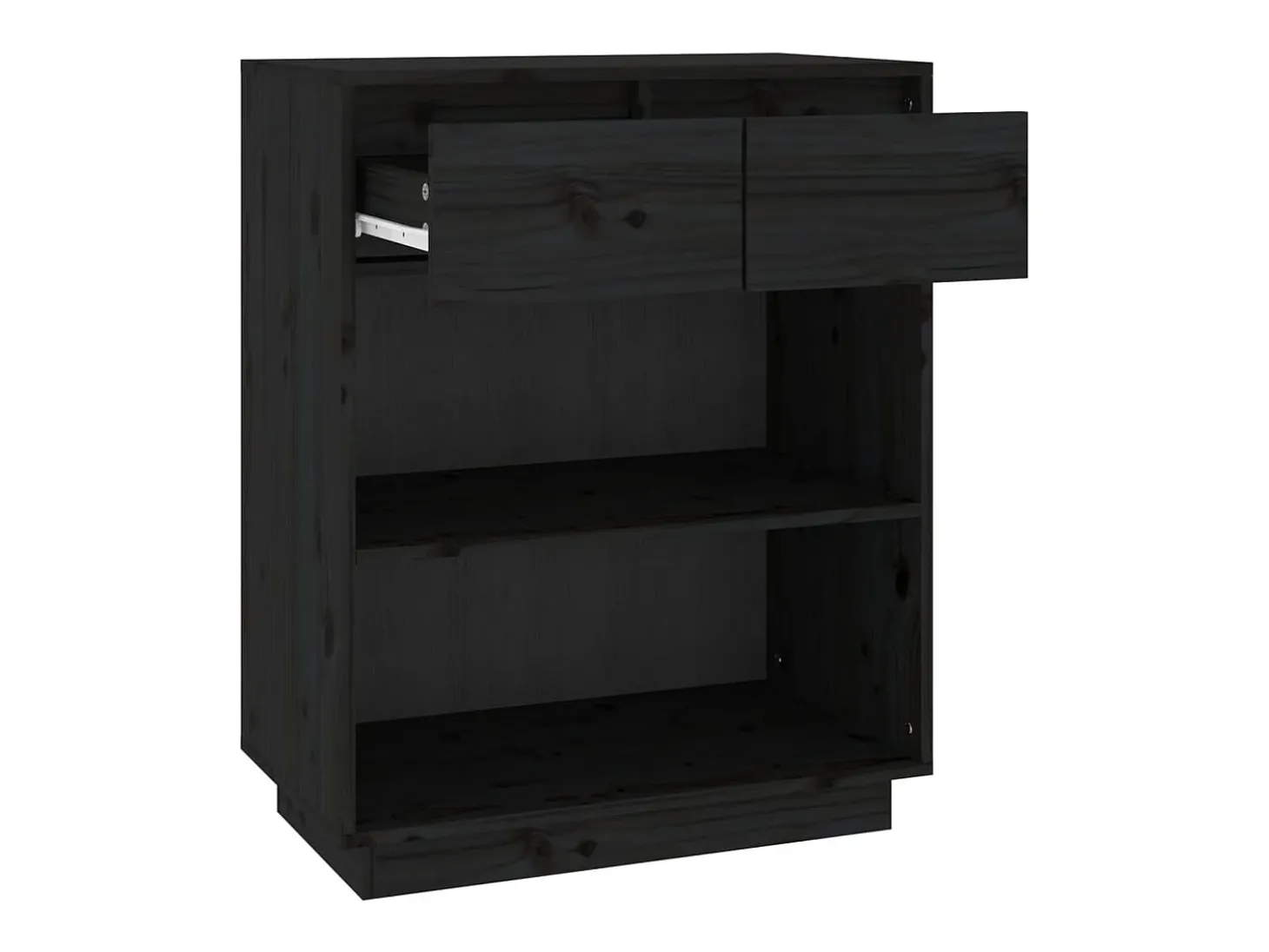 Mueble consola negro 60x34x75 cm madera maciza de pino