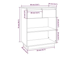 Mueble consola 60x34x75 cm Madera maciza de pino