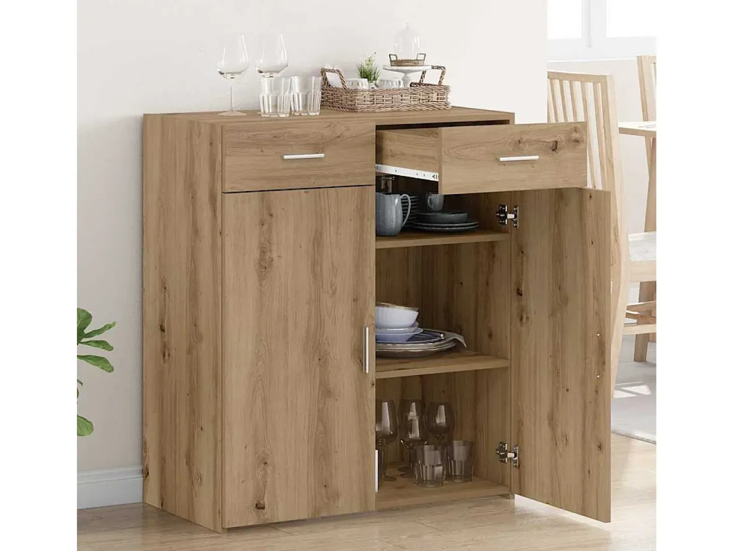 Mueble de almacenaje de roble 80x42,5x93,5 cm Madera de ingeniería