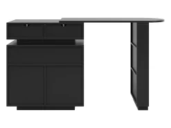 Mueble de bar - con iluminación LED - rotación a 360° - con espacio de almacenamiento - negro