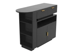 Mueble de bar - con iluminación LED - rotación a 360° - con espacio de almacenamiento - negro