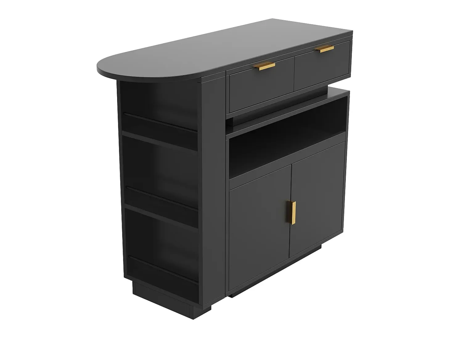 Mueble de bar - con iluminación LED - rotación a 360° - con espacio de almacenamiento - negro