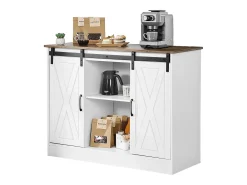 Mueble de Bar de Café SucceBuy, 106 x 40 x 81,5 cm, con 3 Niveles con Puertas de Granero