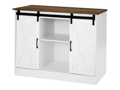 Mueble de Bar de Café SucceBuy, 106 x 40 x 81,5 cm, con 3 Niveles con Puertas de Granero