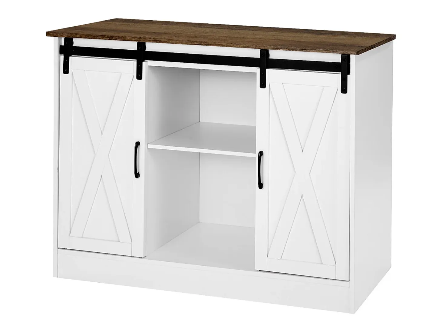 Mueble de Bar de Café SucceBuy, 106 x 40 x 81,5 cm, con 3 Niveles con Puertas de Granero