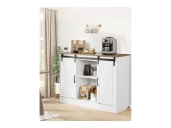 Mueble de Bar de Café SucceBuy, 106 x 40 x 81,5 cm, con 3 Niveles con Puertas de Granero