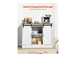 Mueble de Bar de Café SucceBuy, 106 x 40 x 81,5 cm, con 3 Niveles con Puertas de Granero