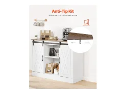 Mueble de Bar de Café SucceBuy, 106 x 40 x 81,5 cm, con 3 Niveles con Puertas de Granero