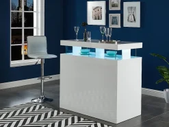 Mueble de bar FABIO - MDF lacado blanco - Leds - 2 huecos