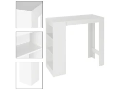 Mueble de barra de bar mostrador con 3 estantes blanco 110x50x103 cm ML-DESIGN