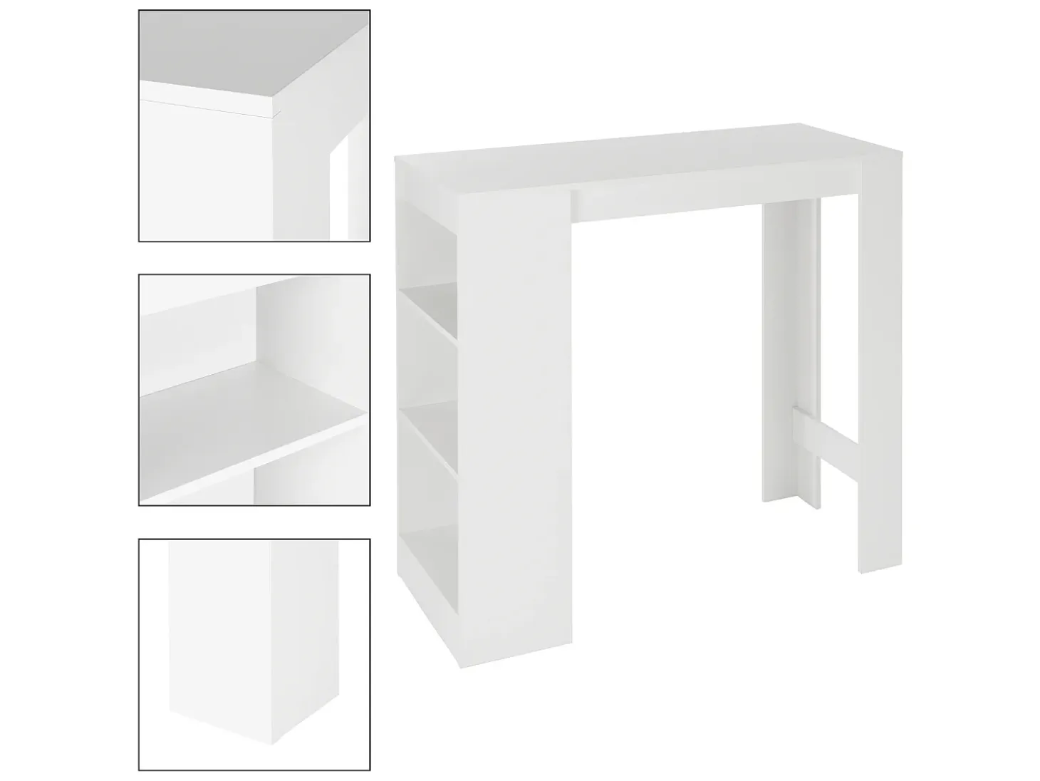 Mueble de barra de bar mostrador con 3 estantes blanco 110x50x103 cm ML-DESIGN