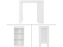 Mueble de barra de bar mostrador con 3 estantes blanco 110x50x103 cm ML-DESIGN