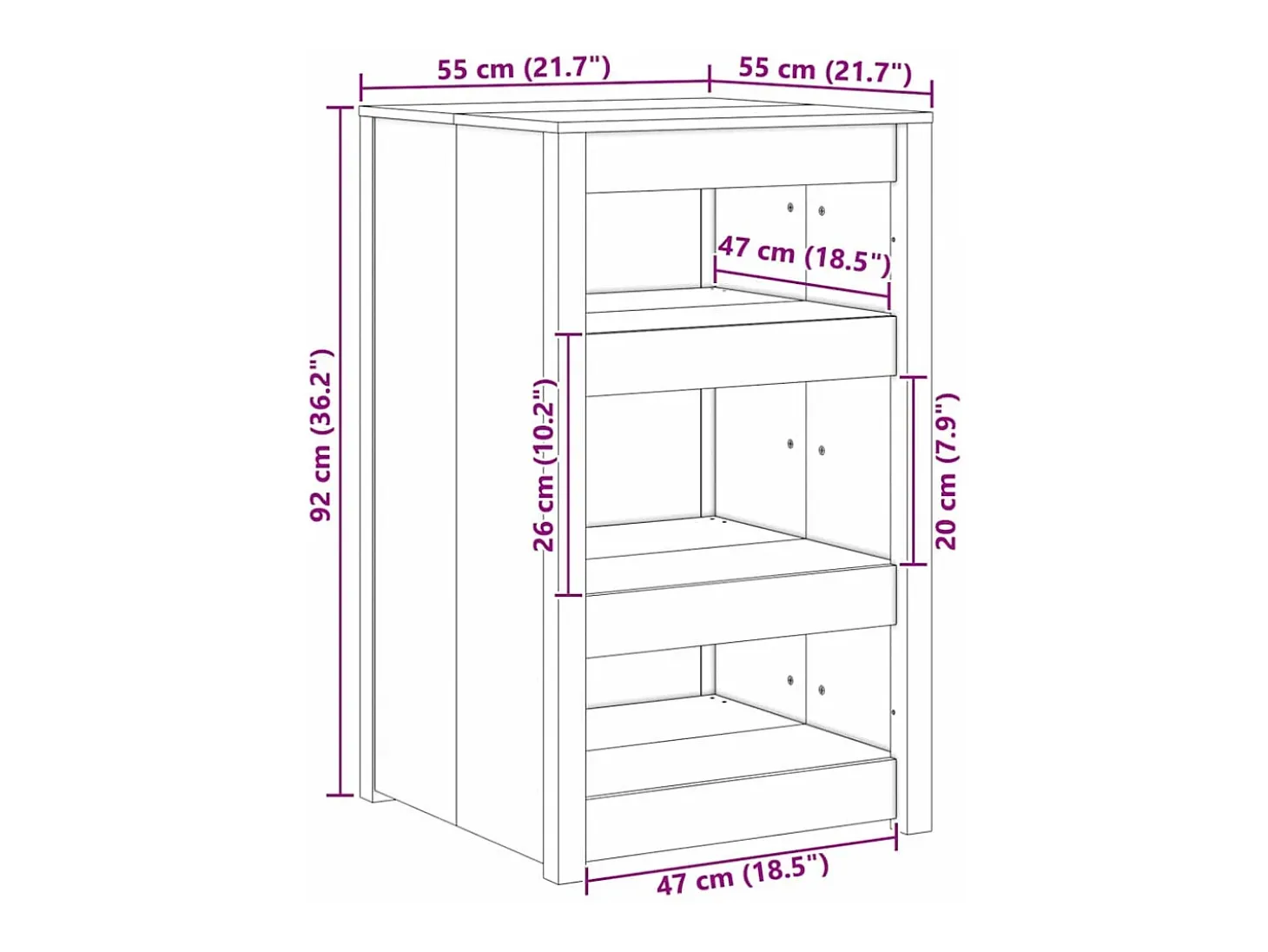 Mueble de Cocina 55 x 55 x 92 cm Madera de pino macizo