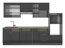 Mueble de cocina antracita alto brillo 280x60x81.6 fame-line
