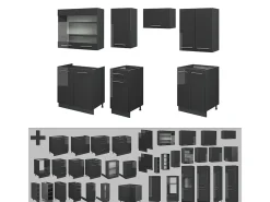 Mueble de cocina antracita alto brillo 240x60x81.6 fame-line