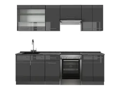 Mueble de cocina antracita alto brillo 240x60x81.6 fame-line