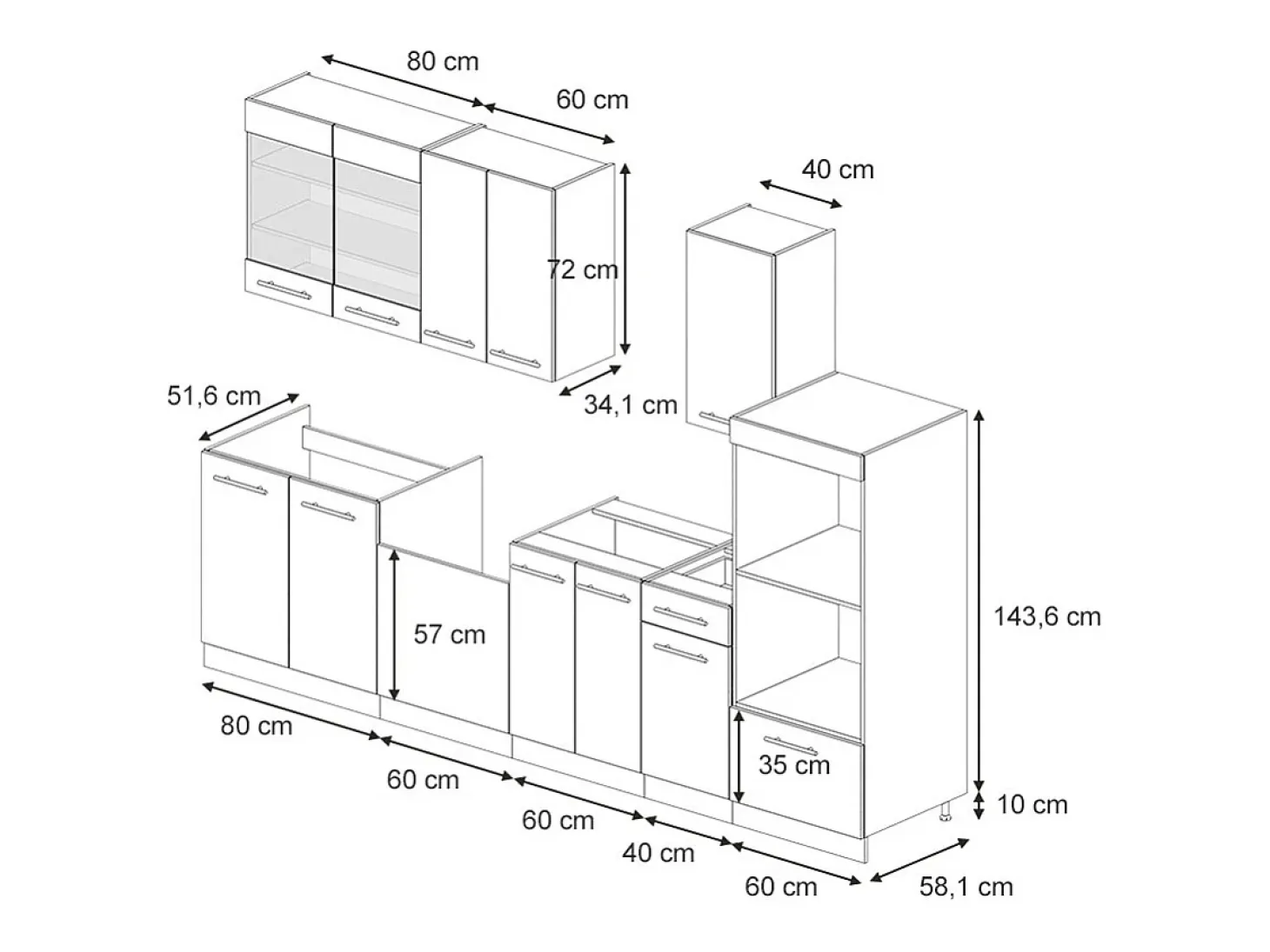 Mueble de cocina antracita-oro landhaus 300x46x81.6 fame-line