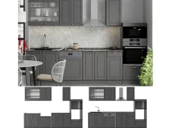 Mueble de cocina antracita-oro landhaus 300x46x81.6 fame-line