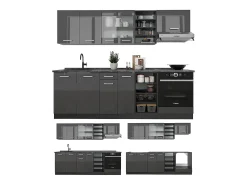 Mueble de cocina antracita brillo intenso/antracita 240x46x81.6 r-line