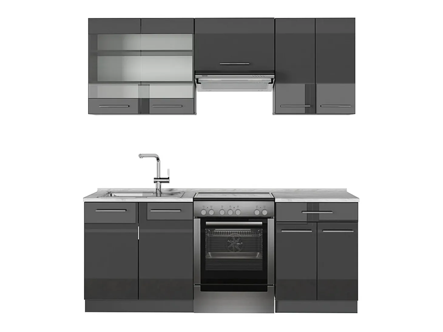 Mueble de cocina antracita alto brillo 200x60x81.6 fame-line
