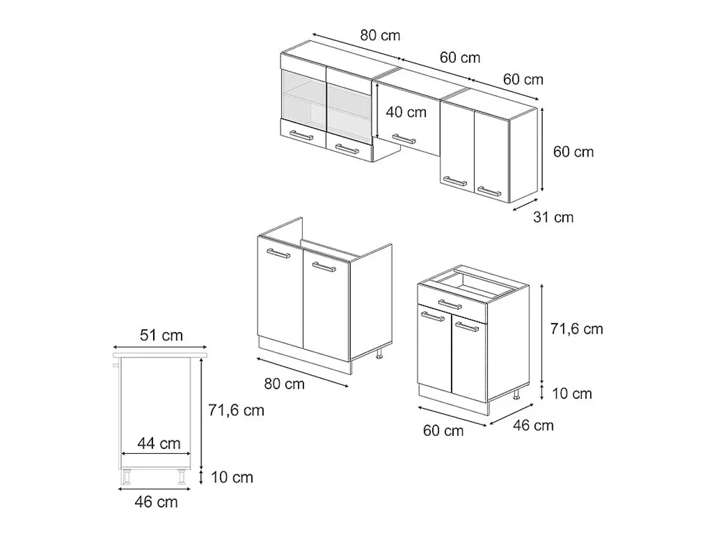 Mueble de cocina antracita brillo intenso/antracita 200x60x81.6 r-line