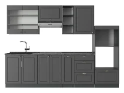 Mueble de cocina antracita-oro landhaus 280x60x81.6 fame-line
