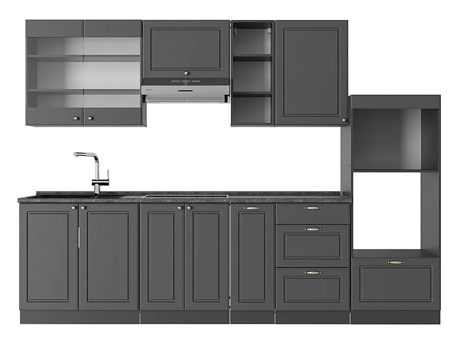 Mueble de cocina antracita-oro landhaus 280x60x81.6 fame-line