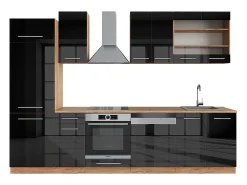Mueble de cocina antracita brillo intenso/roble dorado eléctrico 300x60x81.6 fame-line