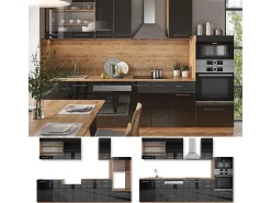 Mueble de cocina antracita brillo intenso/roble dorado eléctrico 300x46x81.6 fame-line