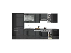 Mueble de cocina antracita brillo intenso/blanco 355x60x81.6 fame-line