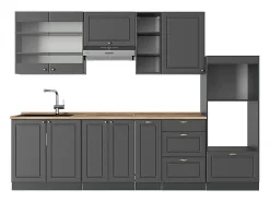Mueble de cocina antracita-oro landhaus 280x60x81.6 fame-line