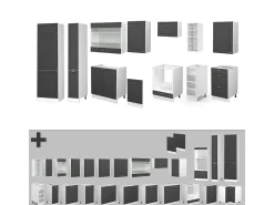 Mueble de cocina antracita-oro/blanco 355x60x81.6 fame-line