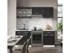 Mueble de cocina antracita brillo intenso/blanco 200x60x81.6 r-line