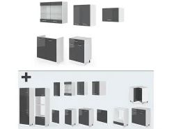 Mueble de cocina antracita alto brillo 200x46x81.6 fame-line