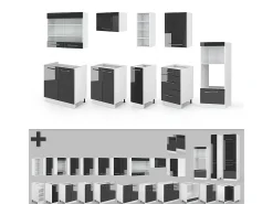 Mueble de cocina antracita brillo intenso/blanco 280x60x81.6 fame-line