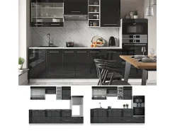 Mueble de cocina antracita brillo intenso/blanco 280x46x81.6 fame-line