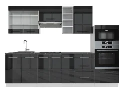 Mueble de cocina antracita brillo intenso/blanco 280x46x81.6 fame-line